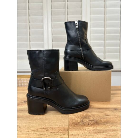 Dolce Vita Women's Camros Boots Black Leather Size 7 NWOB Strap Round Toe - Picture 3 of 12